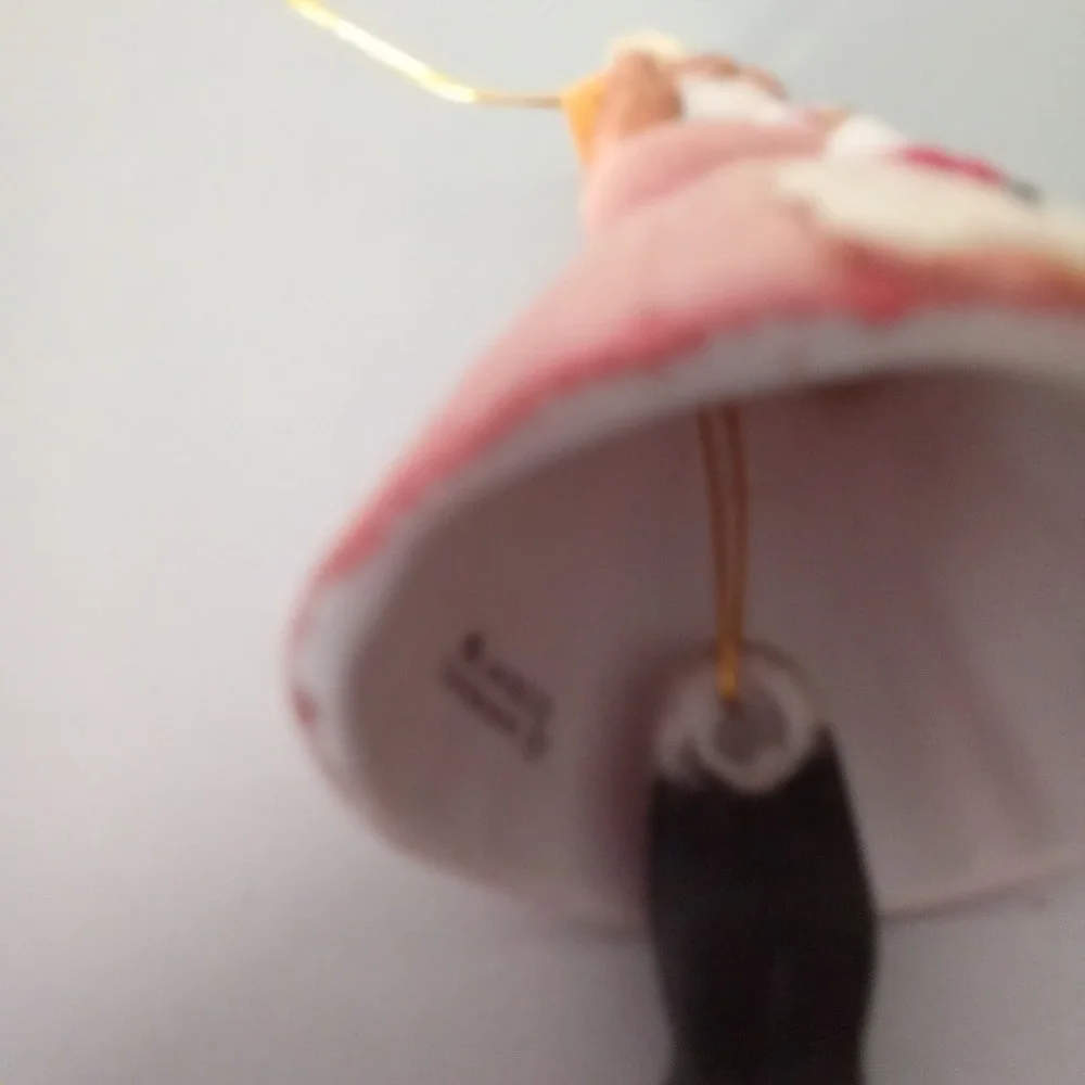 Vintage Jasco Lil Chimers Heirloom Doll Porcelain Bell Ornament Pink Girl Doll